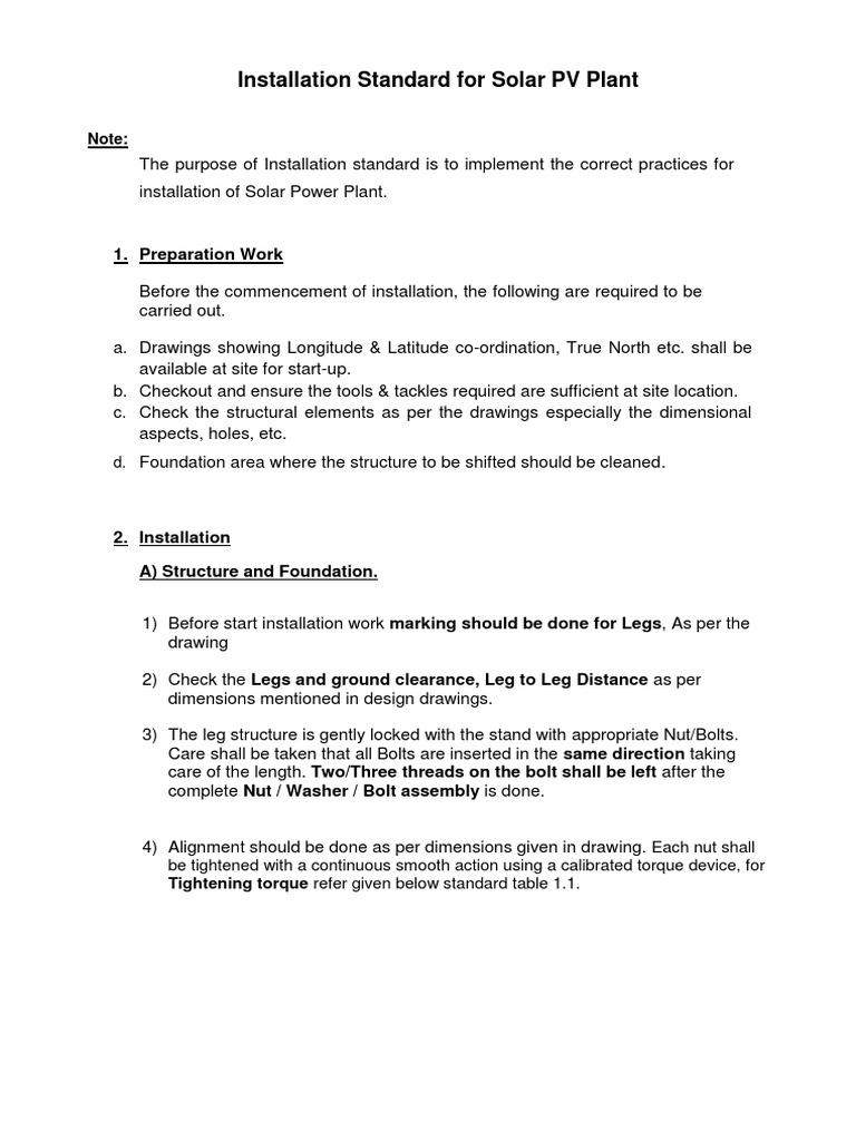 Solar PV Plant Installation Standards | PDF | Photovoltaics | Power ...