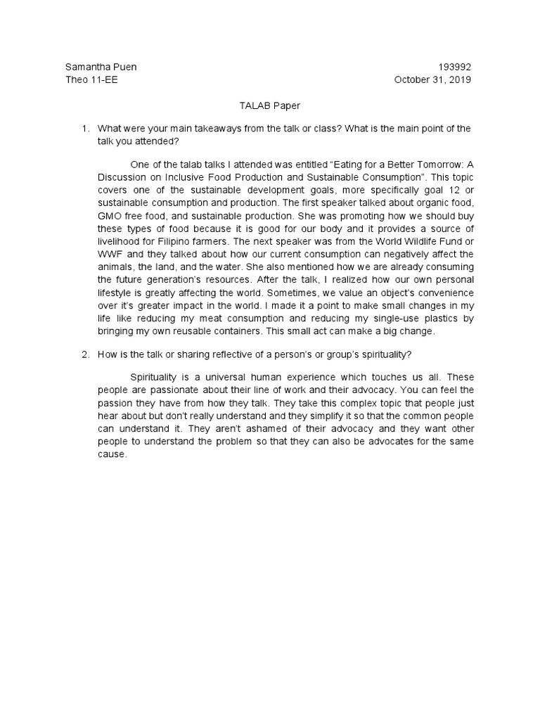 Talab Paper | PDF