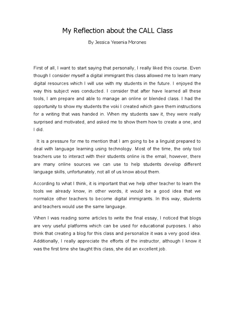 My Reflection of The Class | PDF