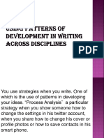Using Patterns of Development in Writing Across Disciplines