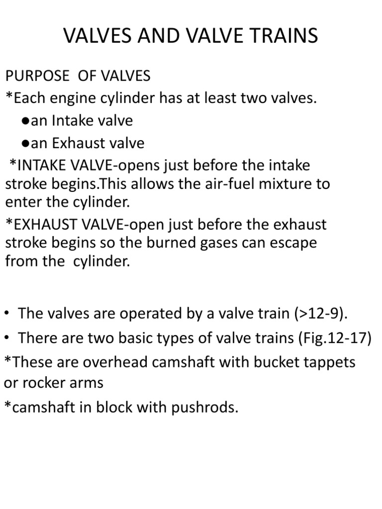 Engine Valve Train Overview | PDF | Engines | Vehicles