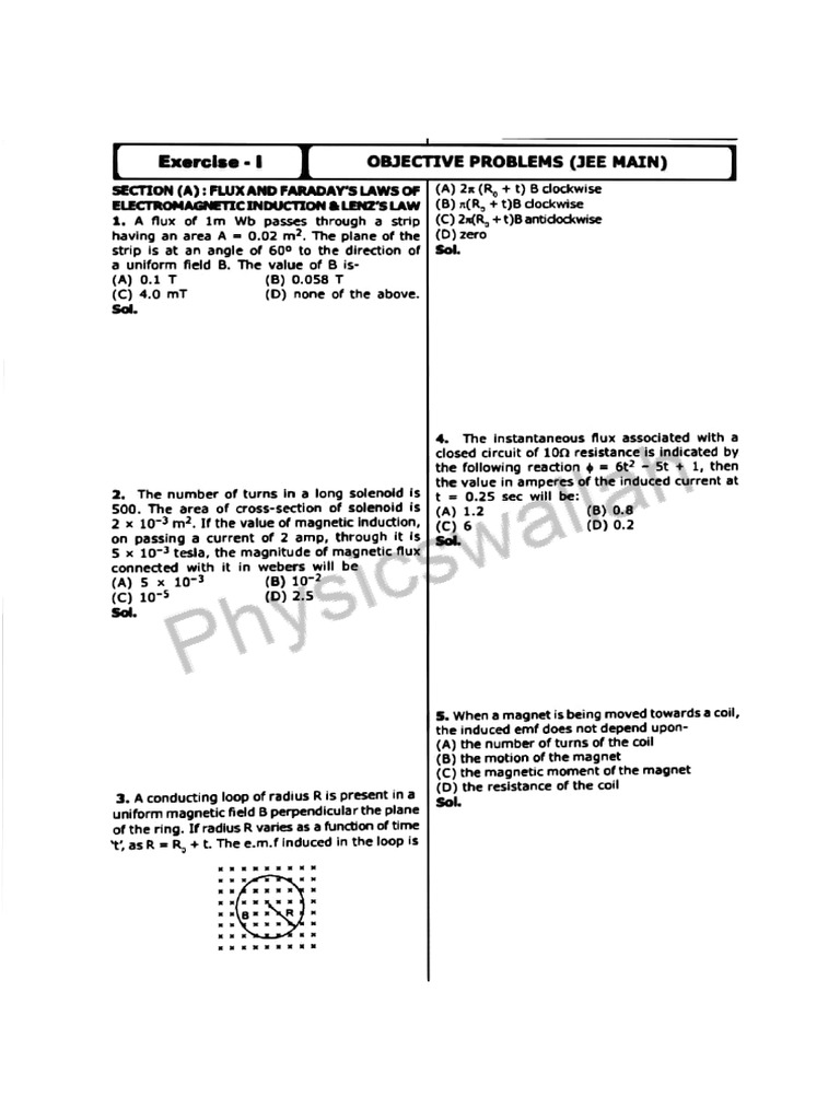 Electromagnetic Induction Assignment Pdf Pdf