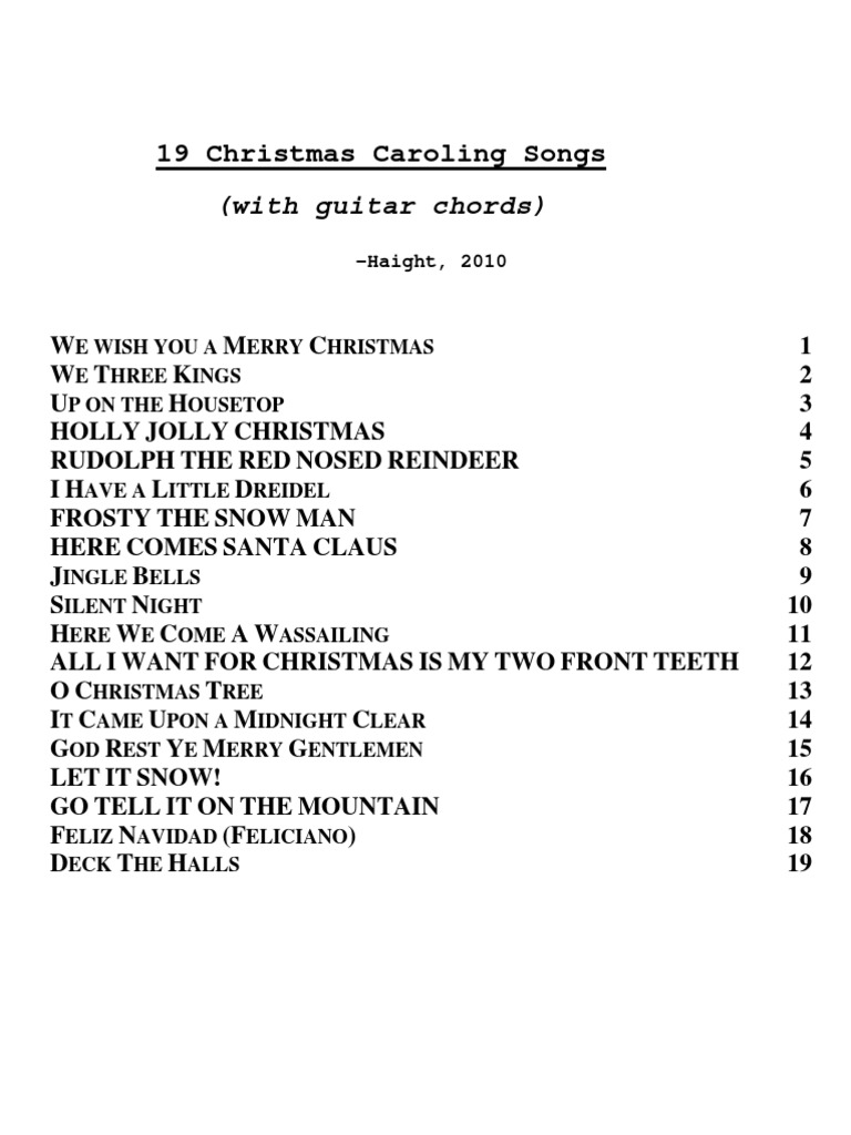 19-christmas-caroling-songs-with-easy-guitar-chords-2010-pdf-santa-claus-s-reindeer-christmas-traditions