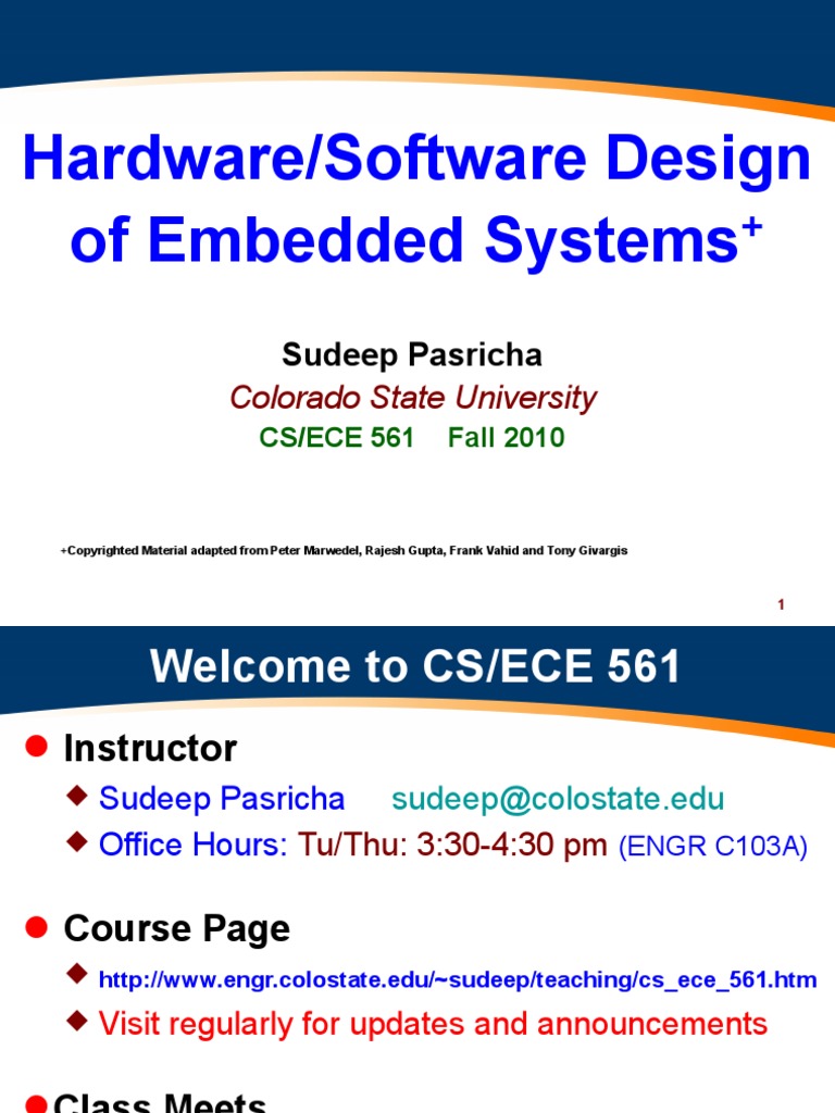 Hardware/Software Design of Embedded Systems: Sudeep Pasricha | PDF ...