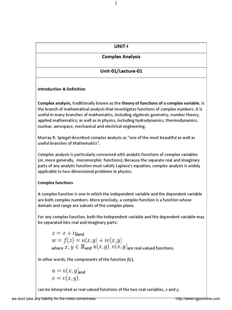 Math Pdf Complex Analysis Holomorphic Function