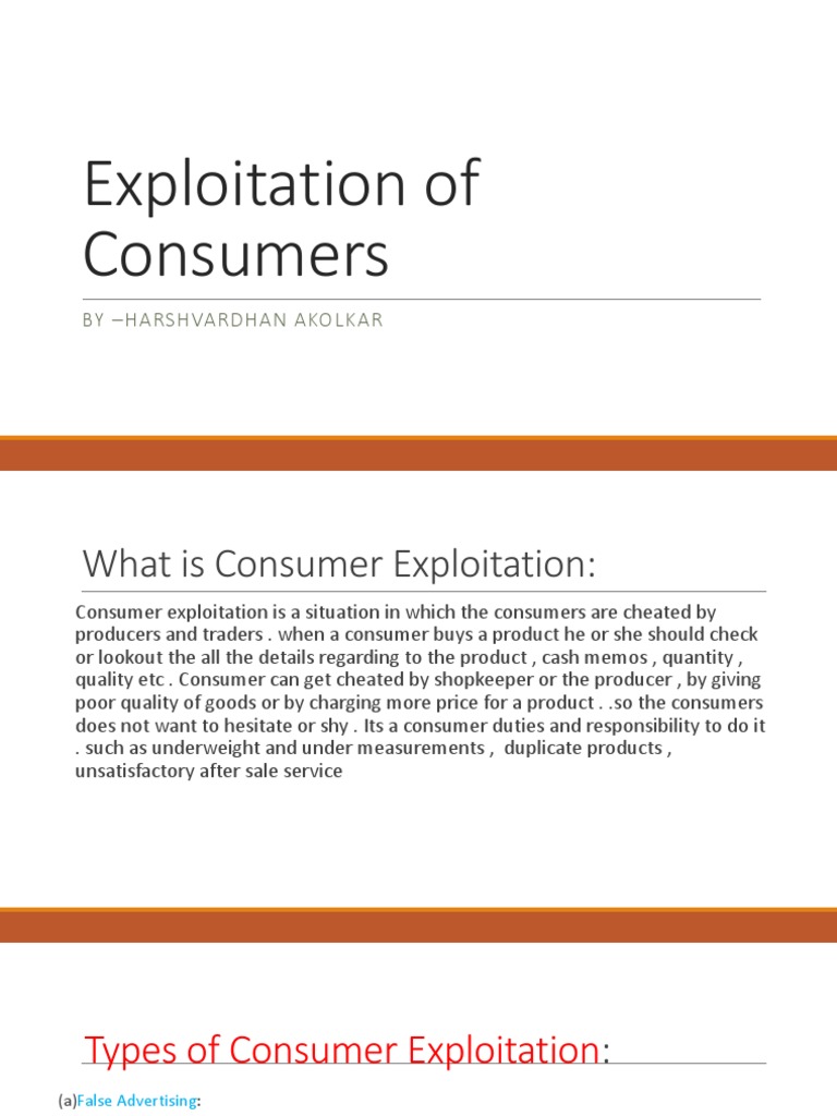 Exploitation of Consumers PDF False Advertising Prices