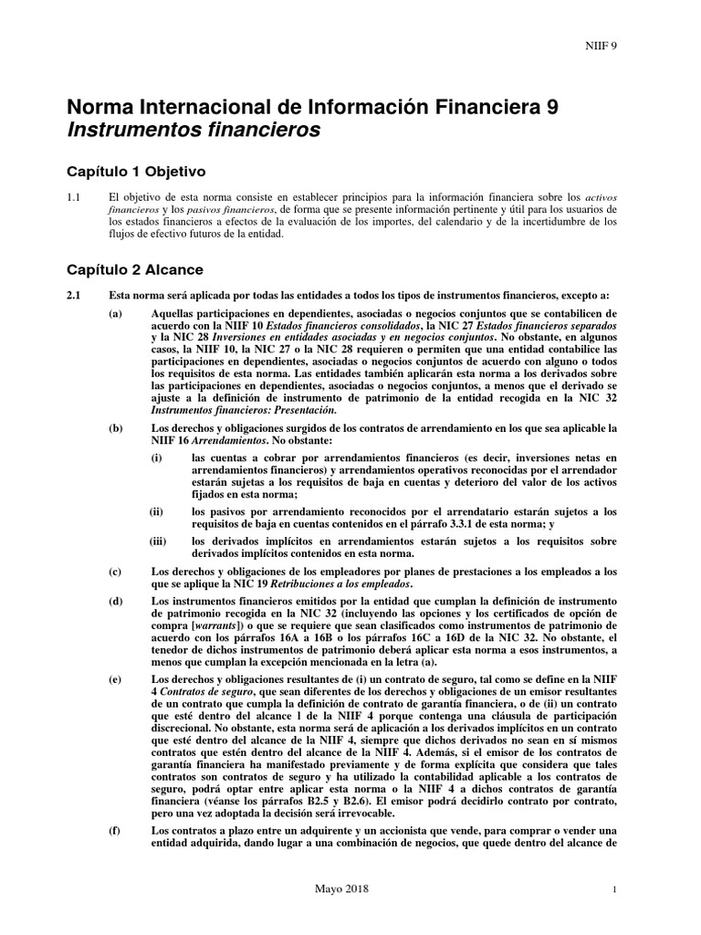 NIIF 9 Instrumentos Financieros PDF | PDF | normas internacionales de ...