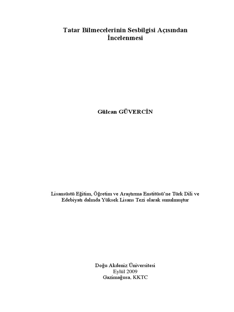 Kazan Tatar Bilmecelerinin Sesbilgisi Acisindan Incelenmesi Pdf