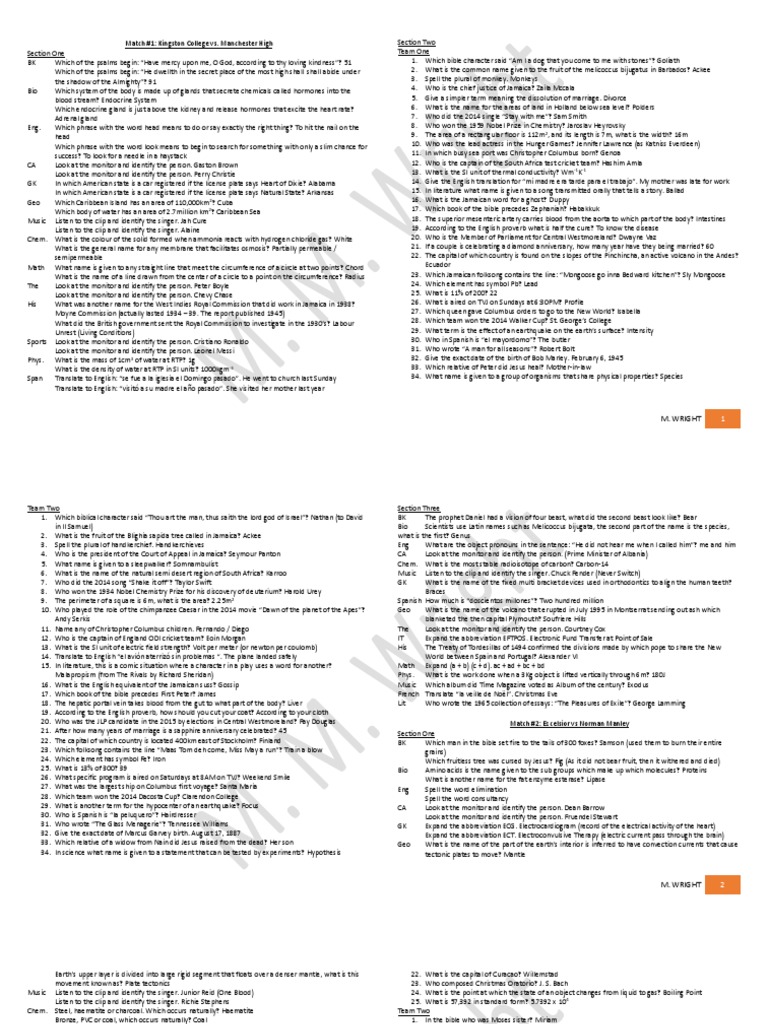2015 Quiz Booklet Pdf Pdf Jamaica Endocrine System