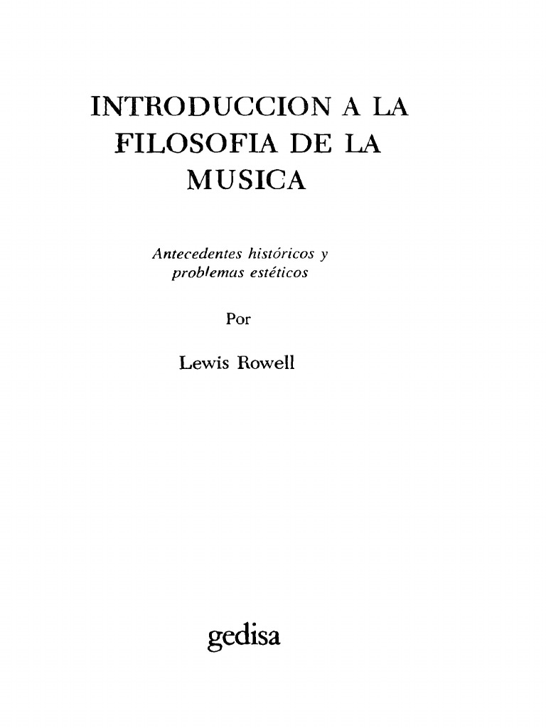 Rowell Lewis - Introduccion A La Filosofia de La Musica PDF | PDF ...