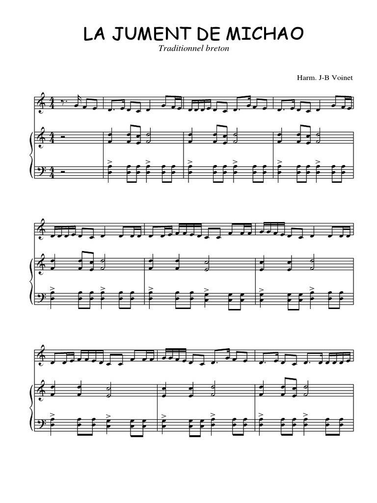La Jument De Michao Partition Pour Saxophone Et Piano