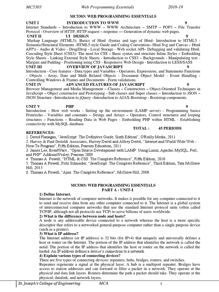 Web Programming Essentials Overview | PDF | Cascading Style Sheets ...