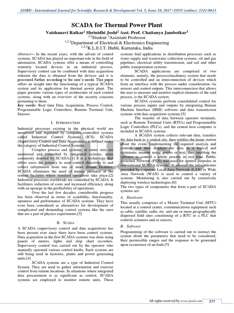 SCADA Systems in Thermal Power Plants | PDF | Scada | Programmable ...