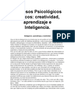 Procesos psicológicos: Inteligencia, aprendizaje y creatividad