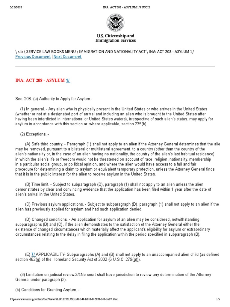 Ina 208 asylum download free pdf asylum in the united states