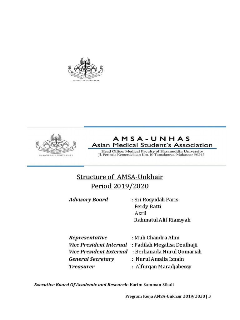 CONTOH SUSUNAN Proker AMSA UNKHAIR 2019-2020 | PDF