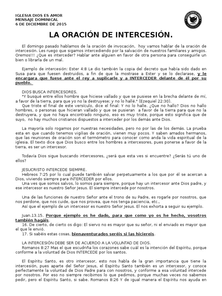 La Importancia de la Intercesión | PDF | Oración | Cristo (título)