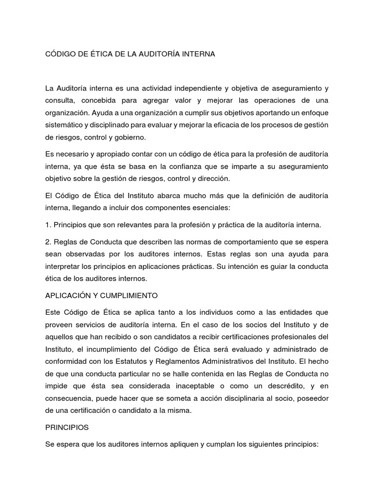 Codigo de Etica de Un Auditor | PDF | Auditoría | Comportamiento