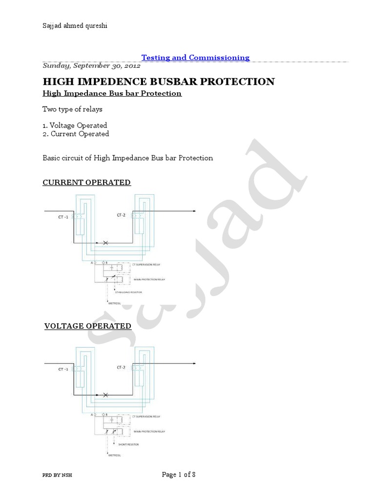 High Impedance Busbar Protection Guide | PDF | Relay | Resistor