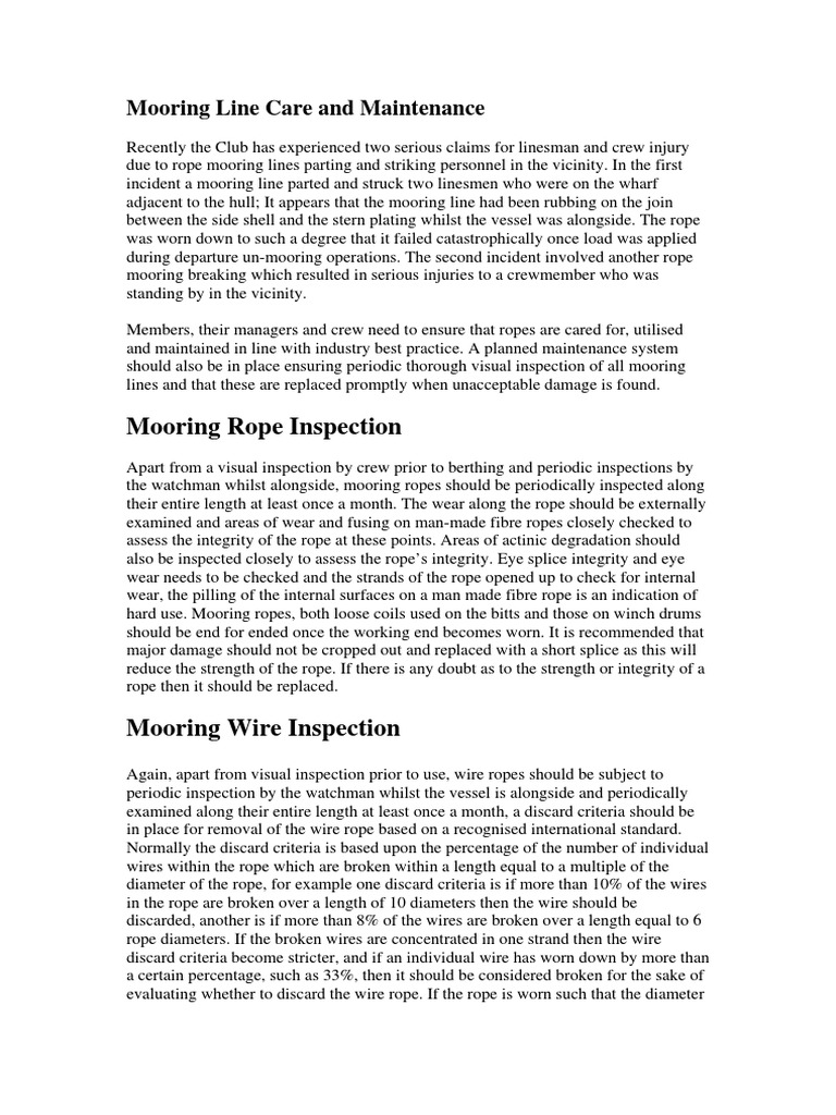 Mooring Line Safety for Crews | PDF | Rope | Wire