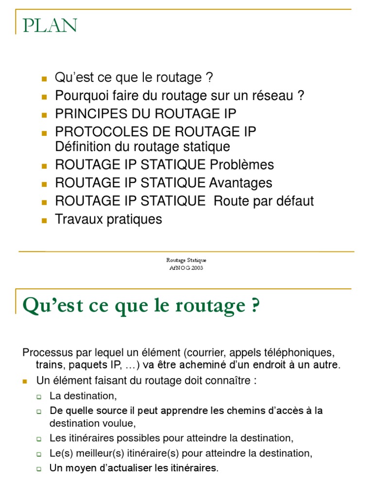 Principes du Routage IP Statique | PDF | Routage | Adresse IP