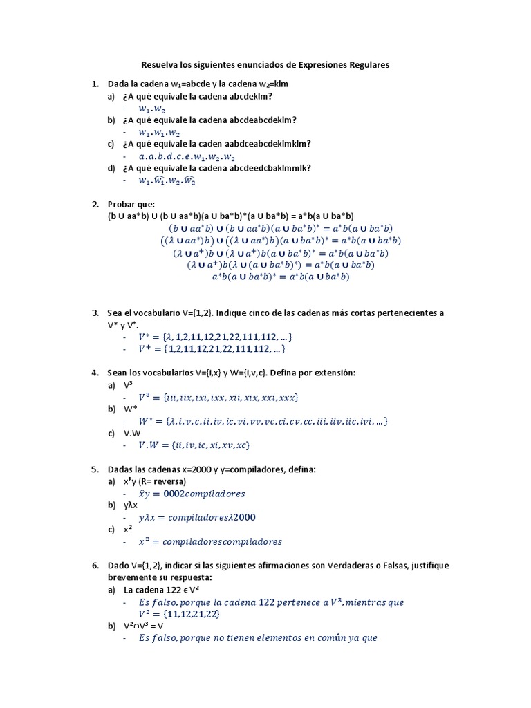 Ejercicios de Expresiones Regulares | PDF | Inteligencia artificial ...