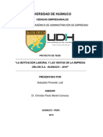 La Motivación Laboral y Las Ventas de La Empresa Delosi S.A. Huánuco - 2019