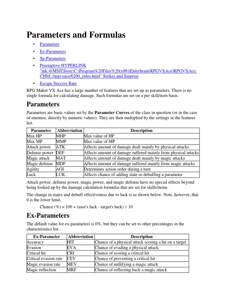 RPG Maker Parameter Abbreviations | PDF | Teaching Mathematics