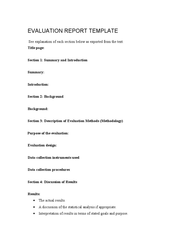 Evaluation Report Template Guide | PDF | Benchmarking | Evaluation