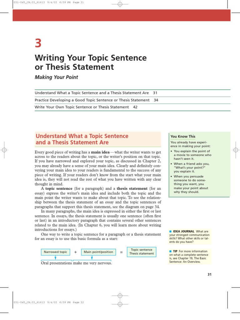 Understanding Topic Sentences & Thesis Statements | PDF | Paragraph ...