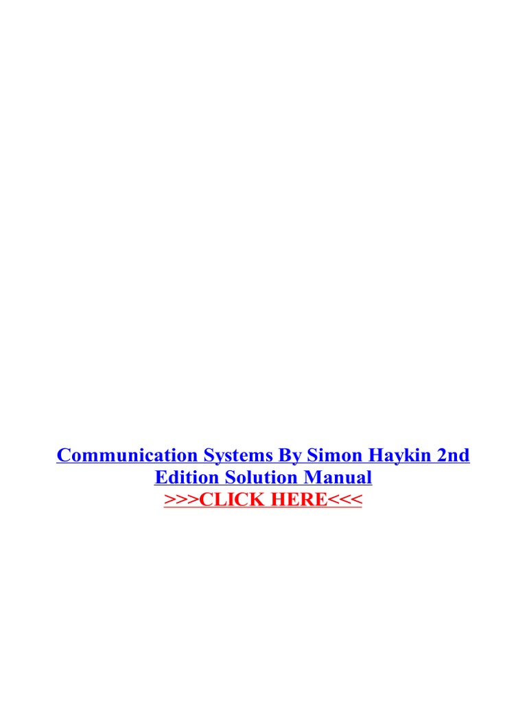Communication Systems by Simon Haykin 2nd Edition Solution Manual Signals and Systems Simon