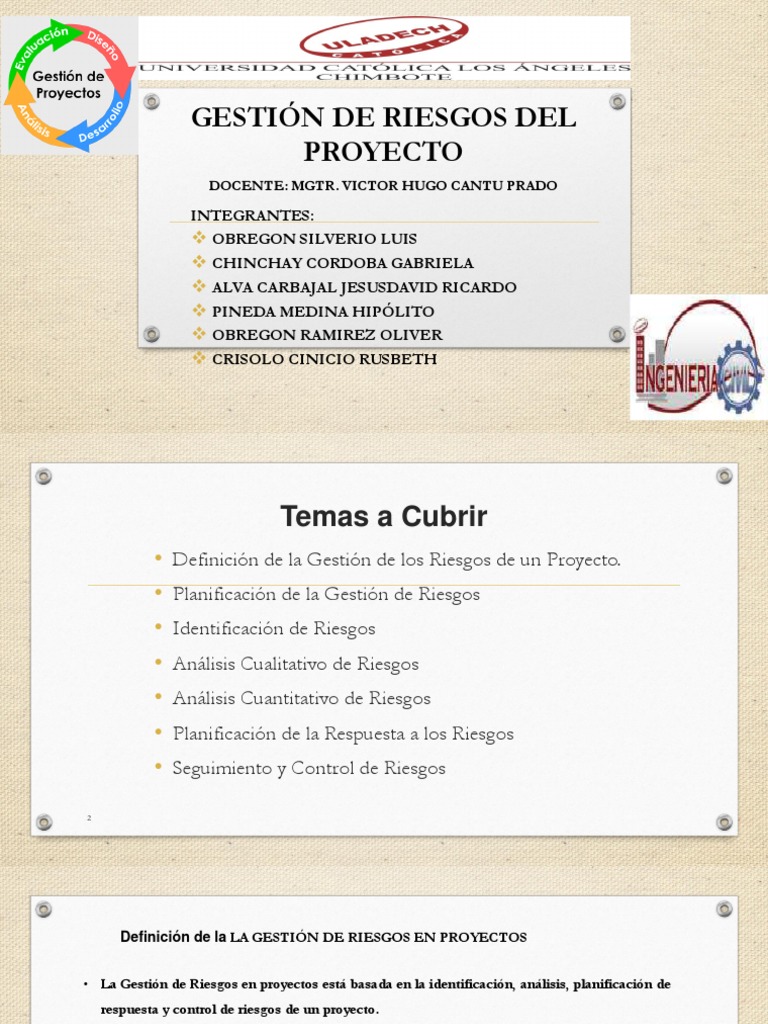 Gestión de Riesgos en Proyectos | PDF | Planificación | Riesgo