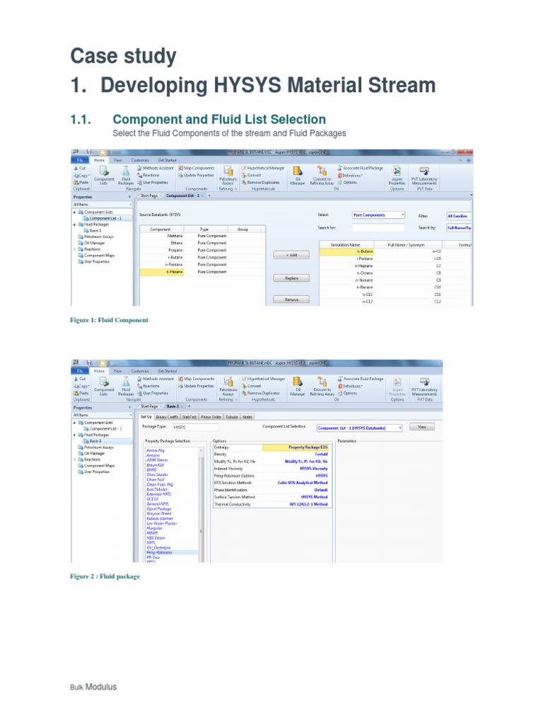 Bulk Modulus of Fluid Using Aspen Hysys PDF Download Free PDF
