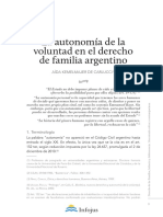 Kemelmajer de Carlucci, La Autonomía de La Voluntad en El Derecho de Familia Argentino