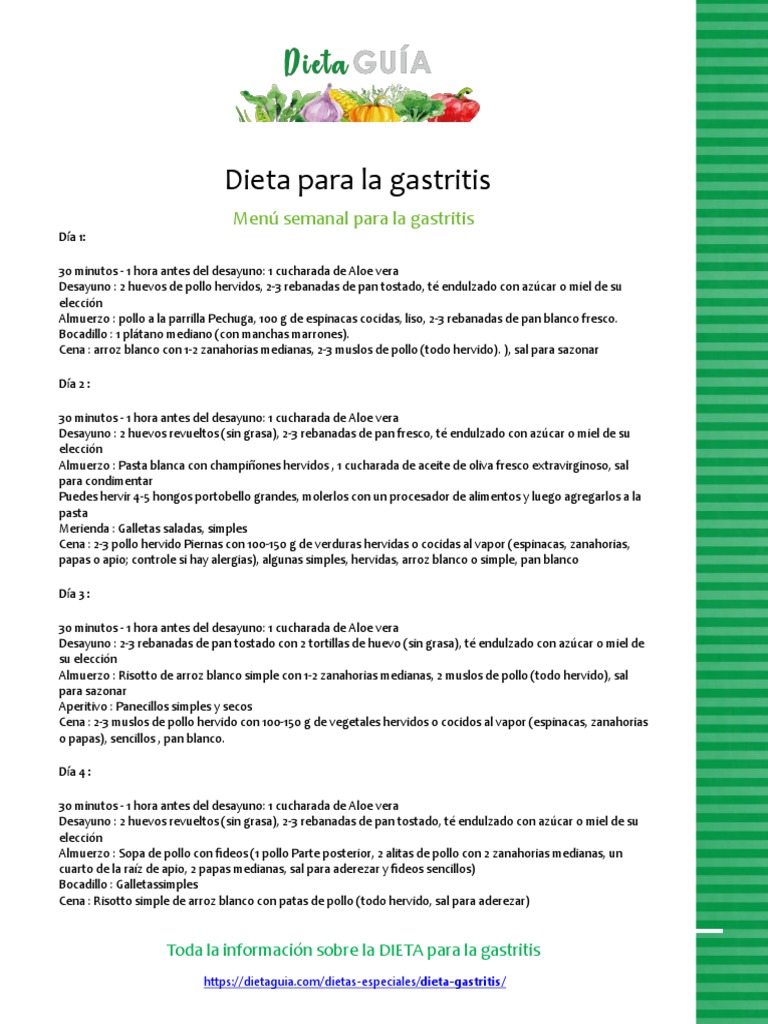 Dieta para La Gastritis | PDF | Almuerzo | Panes