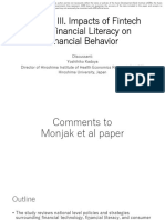 Session 3-4: Comments On Impacts of Fintech and Financial Literacy On Financial Behavior by Yoshihiko Kadoya