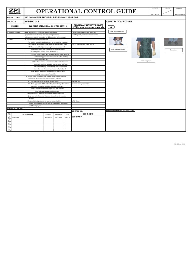 Warehouse Operational Control Guide | PDF | Personal Protective ...