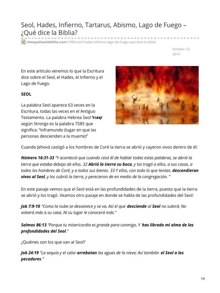 Seol Hades Infierno Tartarus Abismo Lago de Fuego Qué Dice La Biblia | PDF  | Infierno | Creencia religiosa y doctrina, image size:768x1024