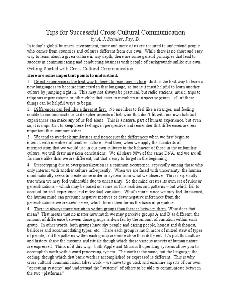 Tips For Successful Cross Cultural Communication | PDF | Communication ...