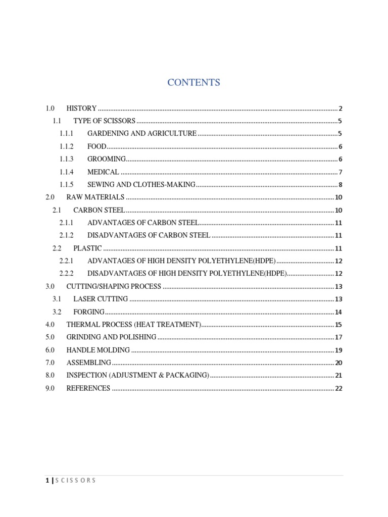 Manufacturing Process of Scissors | PDF | Heat Treating | Scissors