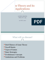 Game Theory and Its Applications: Anshul Bhatia Roll No - 253 21 NOV, 2010