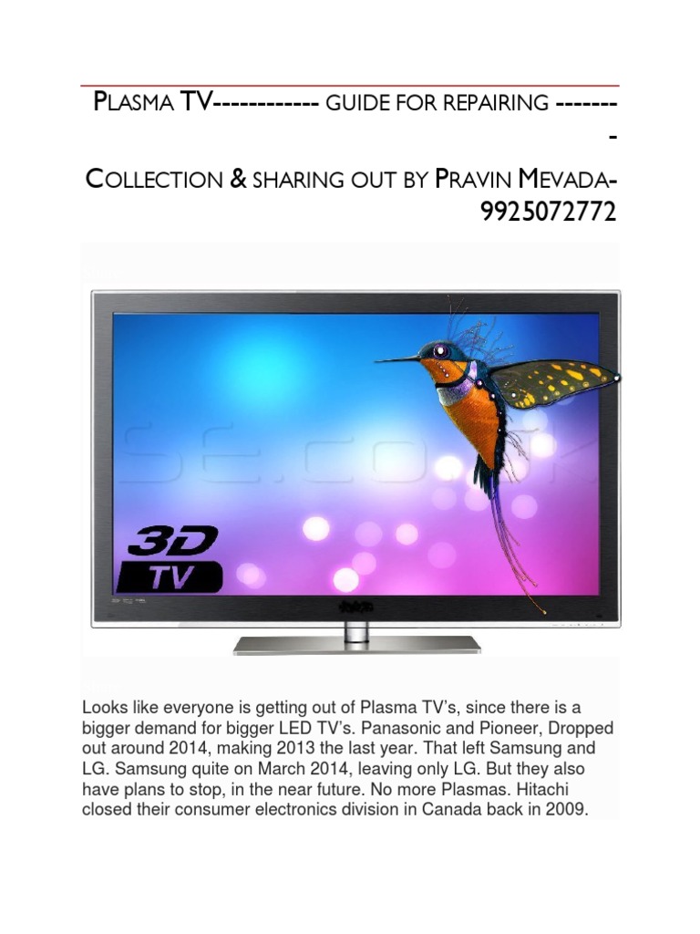 PLASMA TV GUIDE FOR REPAIRING .pdf Video Television