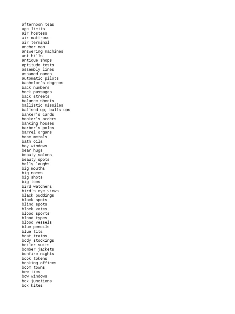 Unique Words Pdf Nature