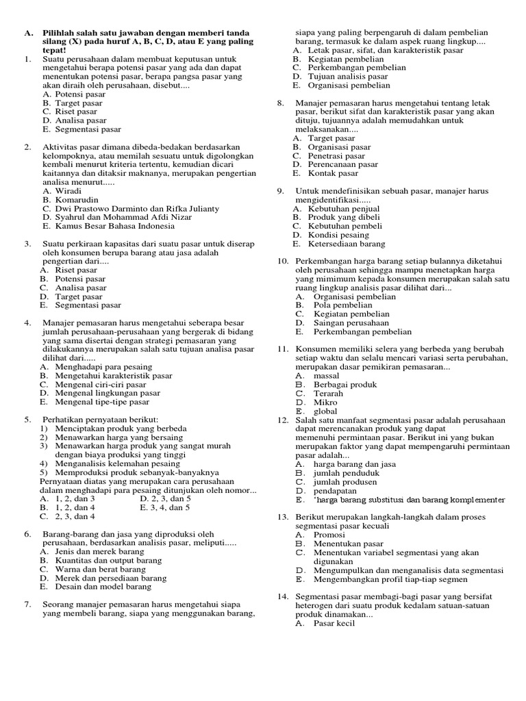Soal Uas Ganjil Marketing X Bdp Docx
