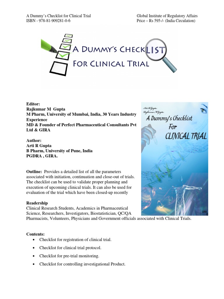 A Dummy Checklist Clinical Trial PDF PDF Healthcare Quality