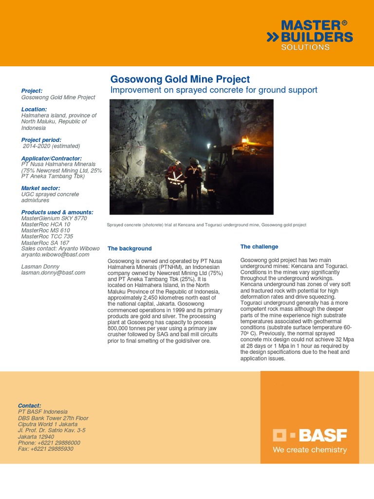 Gosowong Gold Mine Project Reference | PDF | Concrete | Mining