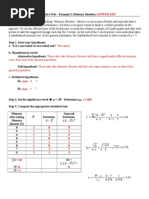 T Test Worksheet