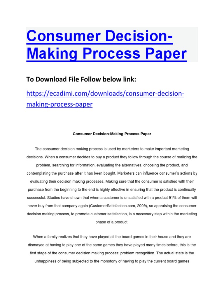 Consumer Decision-Making Insights | PDF | Marketing | Decision Making