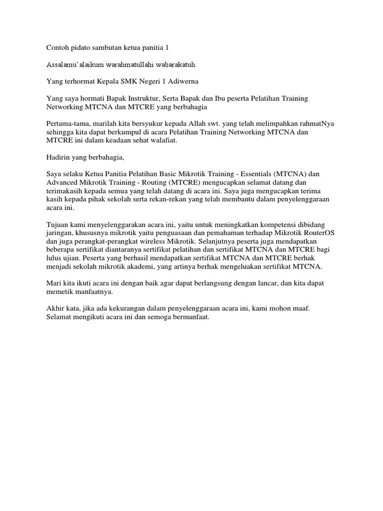 Contoh Sambutan Ketua Panitia Anniversary Komunitas Lokal - IMAGESEE