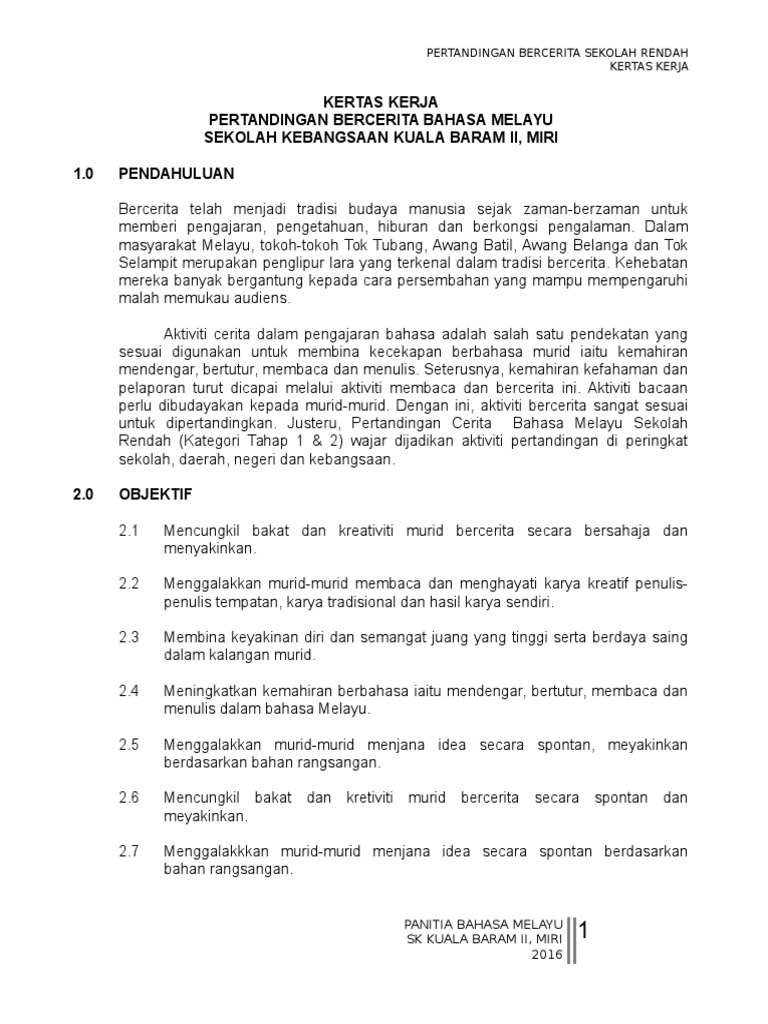 Kertas Kerja Pertandingan Bercerita Skkb2 2016 Pdf